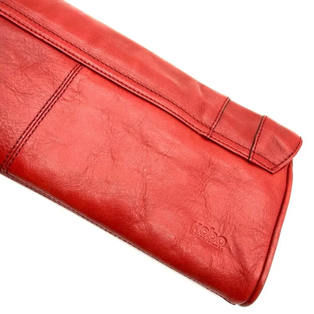 Hobo Red Leather Long Slim Clutch Bag Wallet